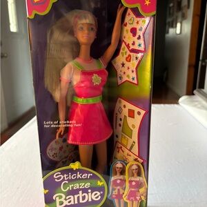 Barbie Sticker Craze Doll Pink Dress with Green Accents 19224